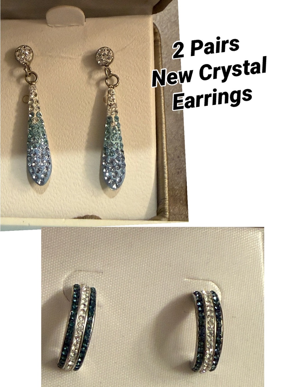 Kohl's Blue Gradient Crystal Teardrop & Rhinestone Hoop Earrings Set